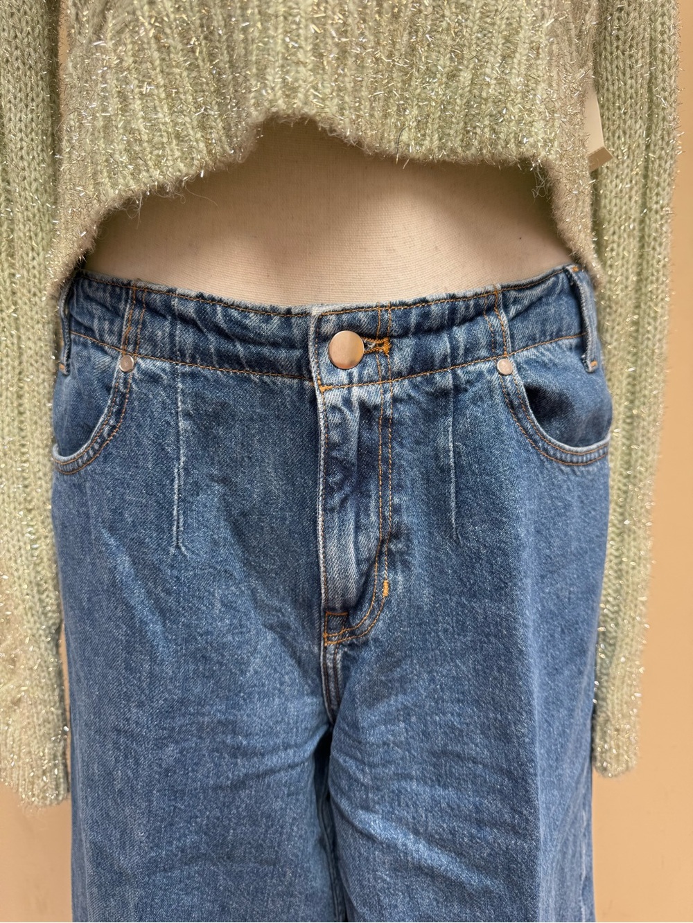 Pilcro Wide-Leg Mid-Rise Blue Denim Jeans - Picture 6 of 9